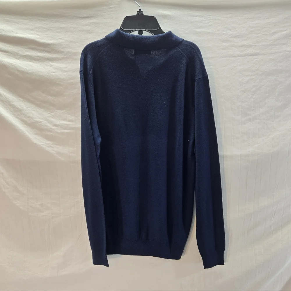 Collars & Co Men's Large Blue Australian Merino Wool Long Sleeve Sweater New